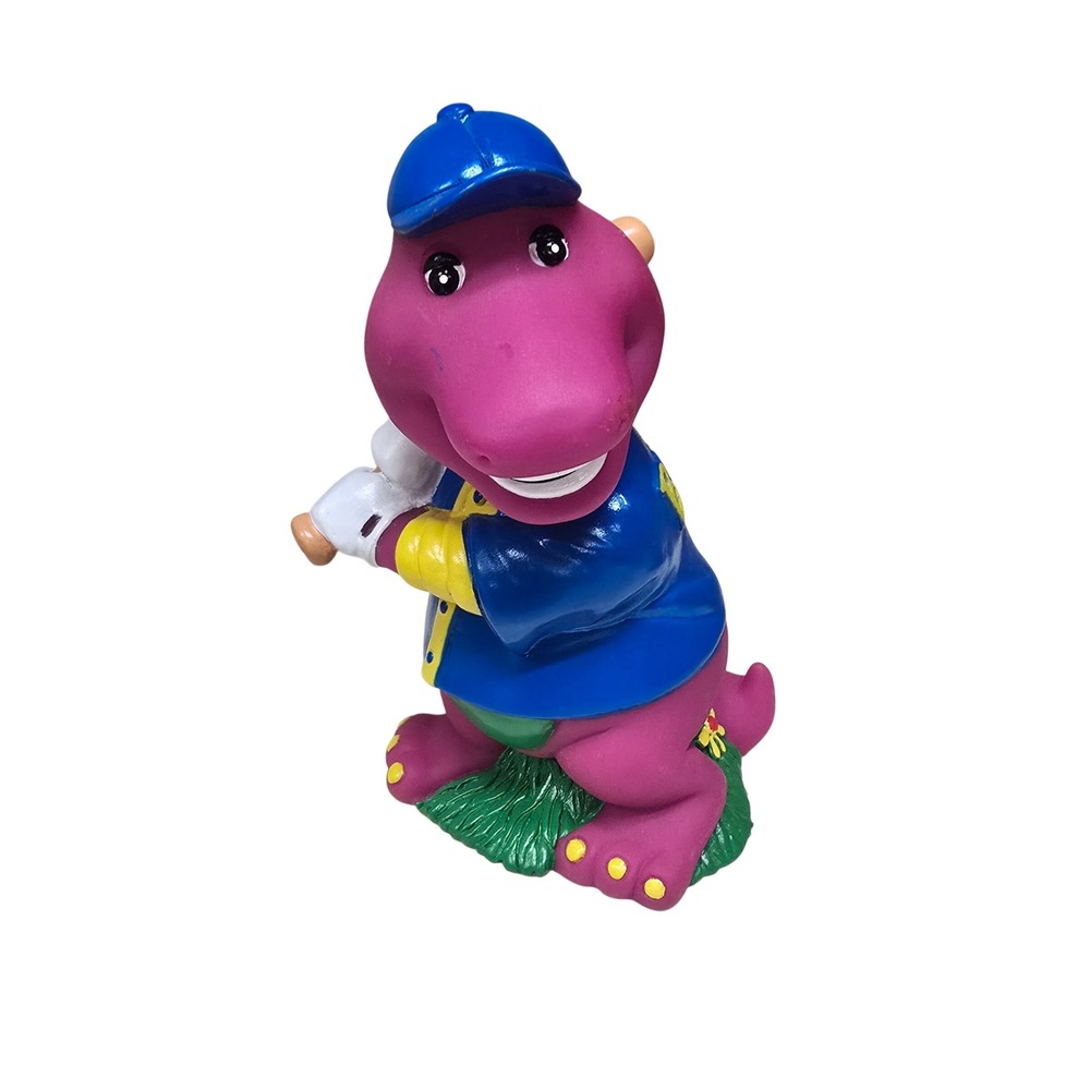 Vintage 1992 Barney the Dinosaur Baseball Coin Bank Lyons Group Purple T-Rex